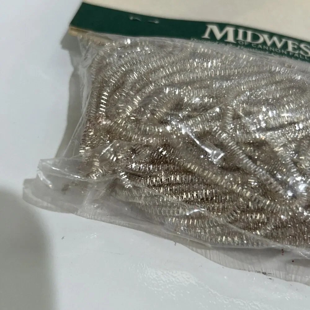 2 Vintage Midwest Cannon Falls Mini Christmas Tree Silver Garland Decoration